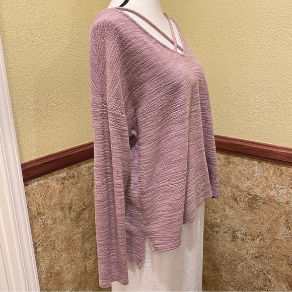 American Eagle Soft Cozy Stretchy Top Blouse Mauve Criss Cross Front Size Large - Picture 4 of 9